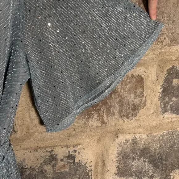 Baltic Born Grace Dress Light Blue Sequins Maxi Gown Belted Flutter Sleeves - Picture 5 of 14